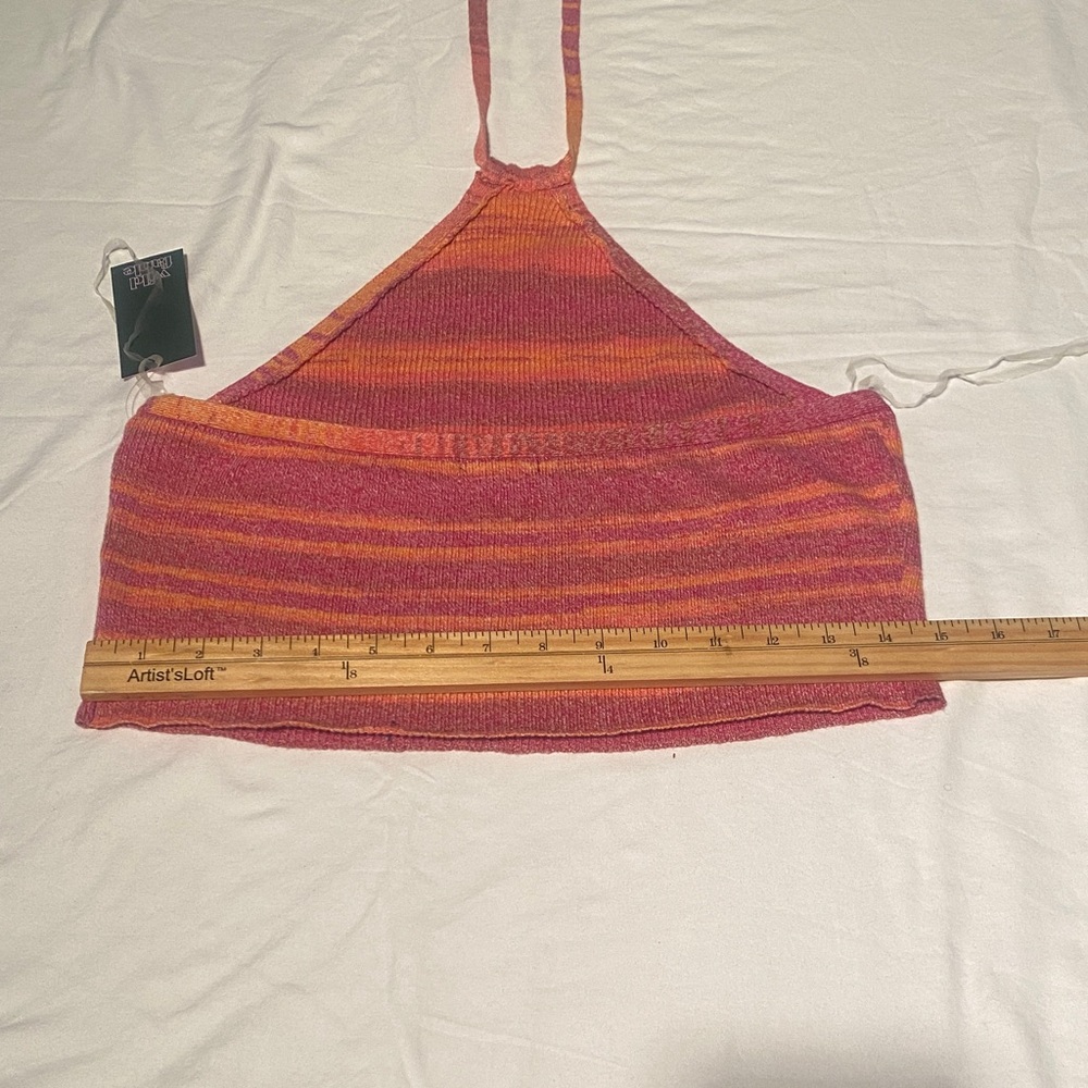 Wild Fable Pink and Orange Striped Crop Top - Picture 6 of 7